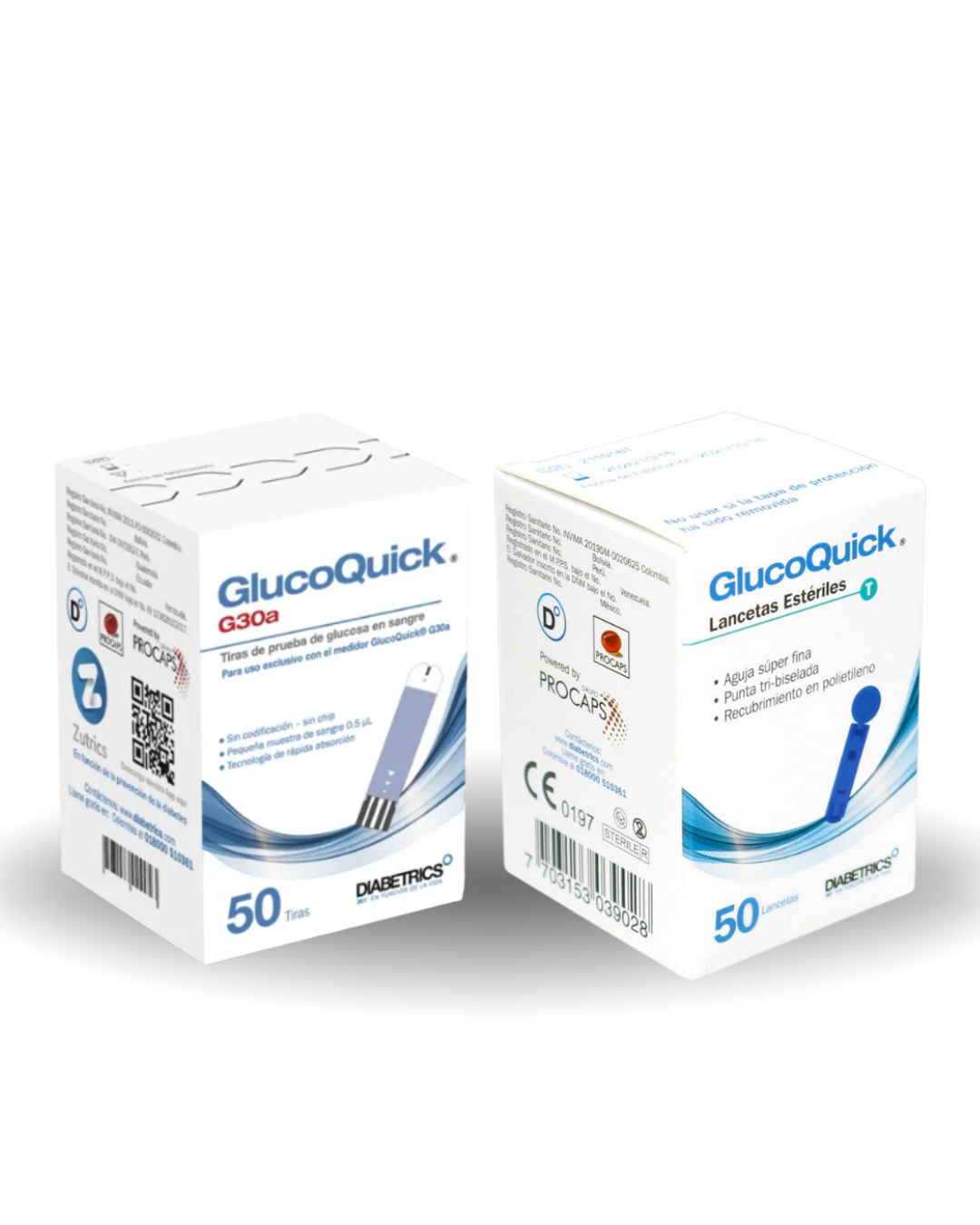 TIRILLAS + LANCETAS GLUCOQUICK G30A CAJAS X 50 UND