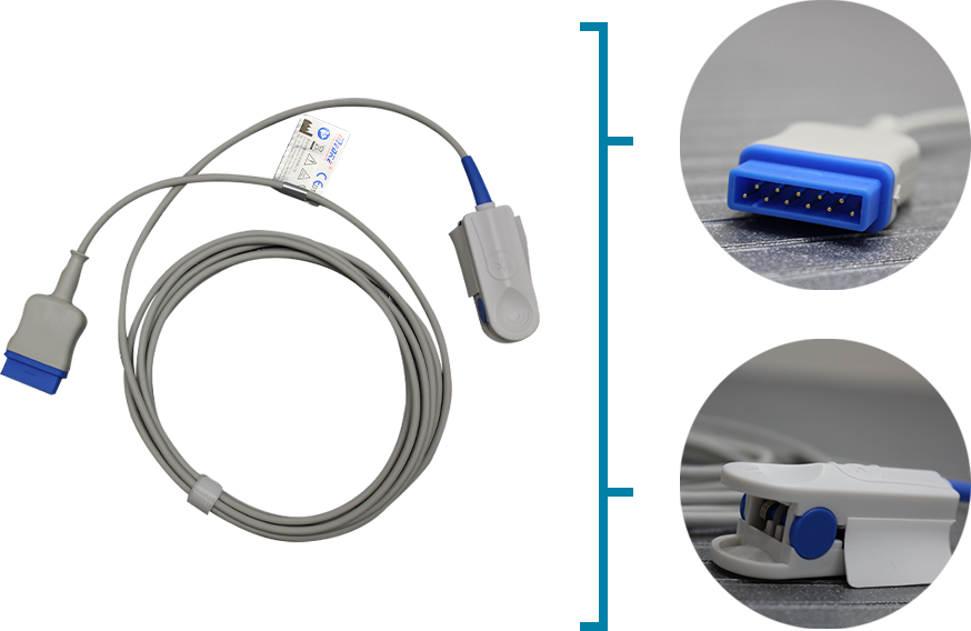 SENSOR SPO2 ADULTO PINZA 3.0M COMPATIBLE CON GE MARQUETTE CONECTOR REC 11 PINES P9310G, MARCA: MEDKE